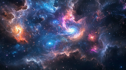 Naklejka premium A celestial galaxy-themed frame with swirling nebulae