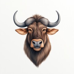 Naklejka premium Realistic illustration of a bull's head showcasing rich textures and detailed features in warm tones