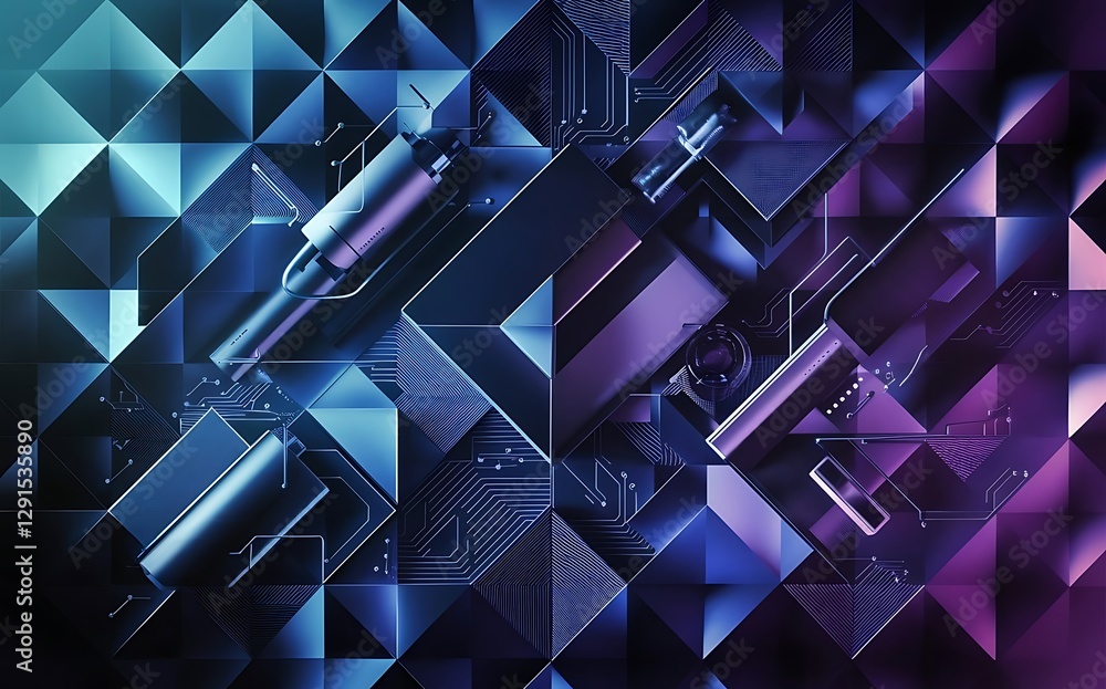 Poster technology science layout with copy space geometric pattern vector triangles