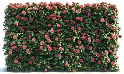 Pink Rose Bush Wall Blooming Flowers Nature Garden path plant hedge green image photo