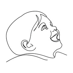 Joyful Baby, Line Art, Single Line Drawing, Child Portrait, Happy Expression, Upward Gaze, Innocence
