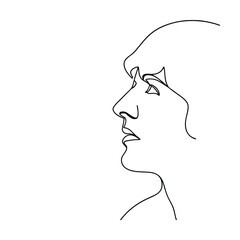 Single Line Drawing, Minimalist Female Portrait, Profile View, Elegant, Art, Sketch, Woman, Face, Co