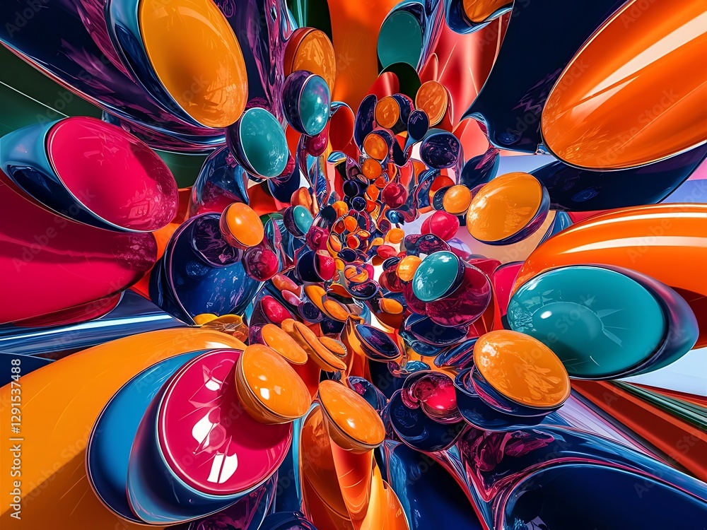 Poster colorful shiny and glossy circles abstract composition with light and shadow effects geometric vecto
