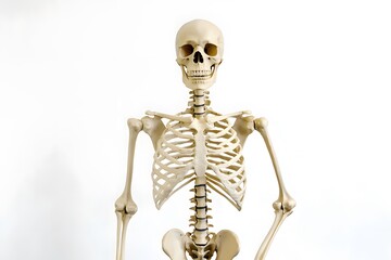 Human Skeleton on White Background for Medical and Anatomy Use