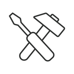Repair, icon in line design. Repair, maintenance, fixing, construction, renovation, handyman, tools on white background vector. Repair editable stroke icon
