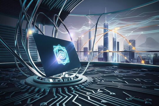 Technology abstract futuristic science background for internet business big data concept