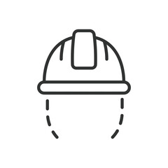 Building helmet, icon in line design. Building helmet, construction helmet, protective gear, worker helmet, industrial safety on white background vector. Building helmet editable stroke icon