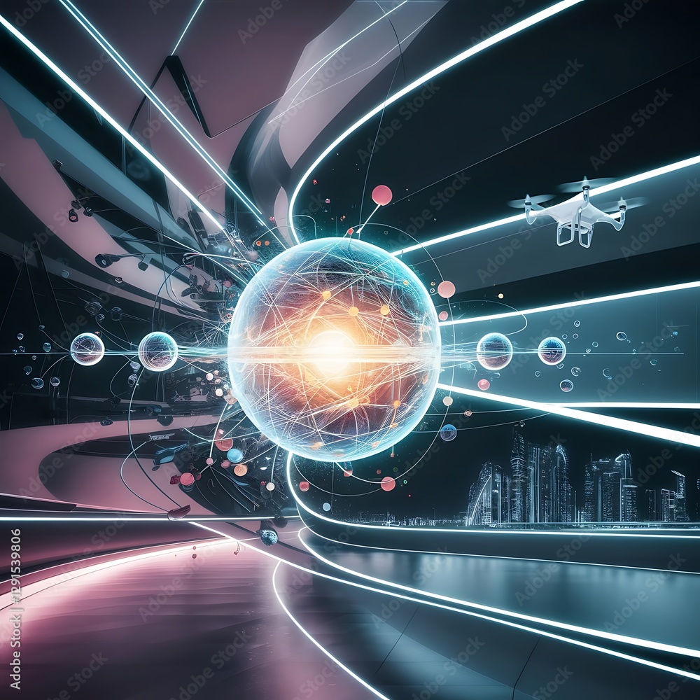 Poster technology abstract futuristic science background for internet business big data concept