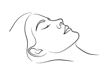 Serene Woman's Profile Minimalist Line Art Drawing, Peaceful Sleep