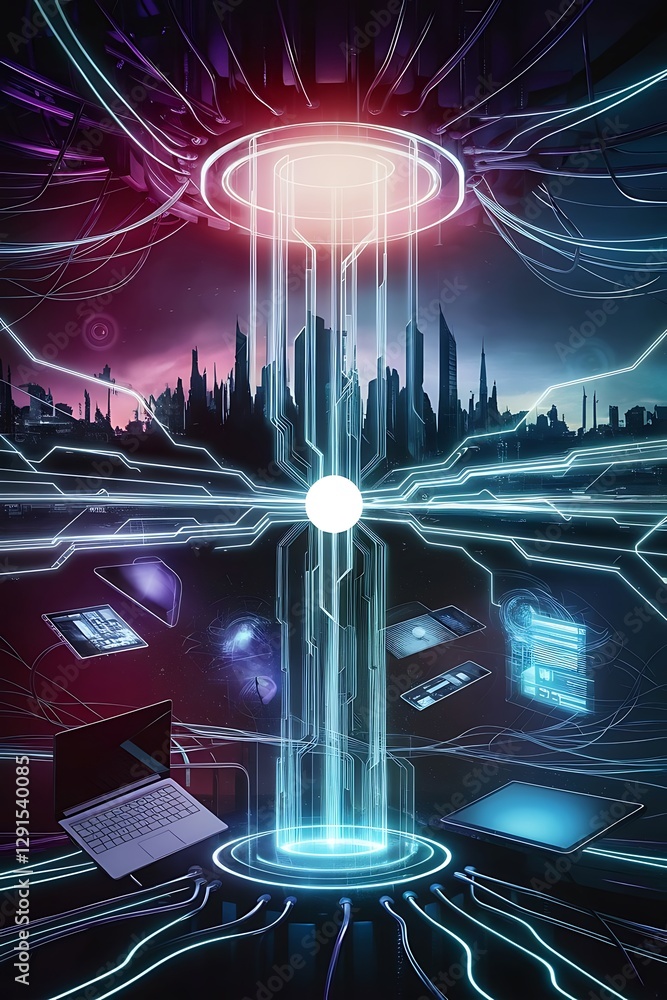 Poster technology abstract futuristic science background for internet business big data concept