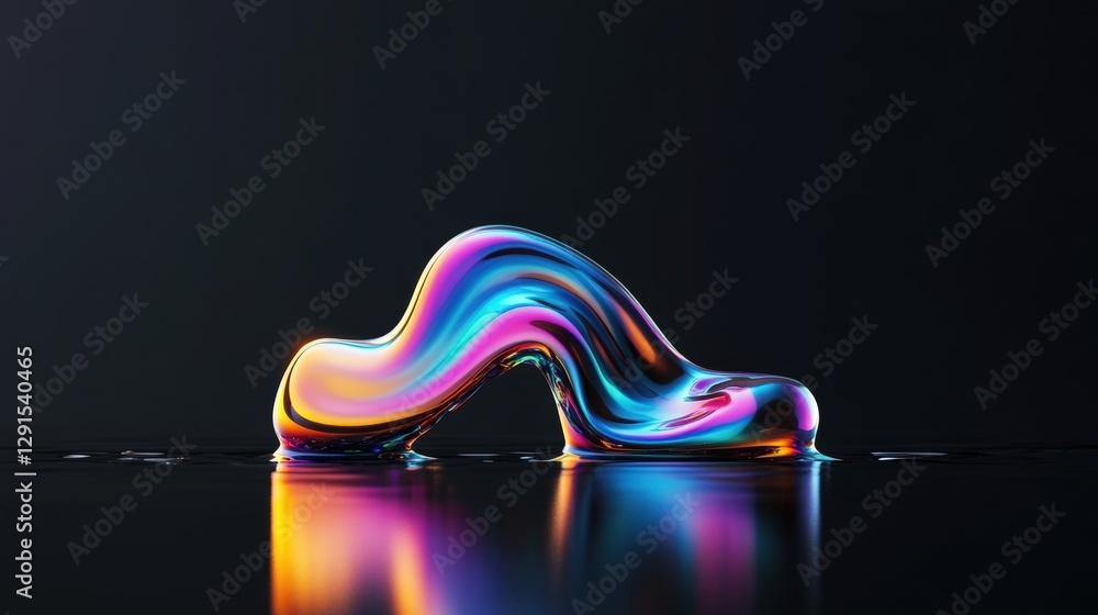 Poster colorful liquid flowing down a smooth black surface creating abstract artistic patterns and textures