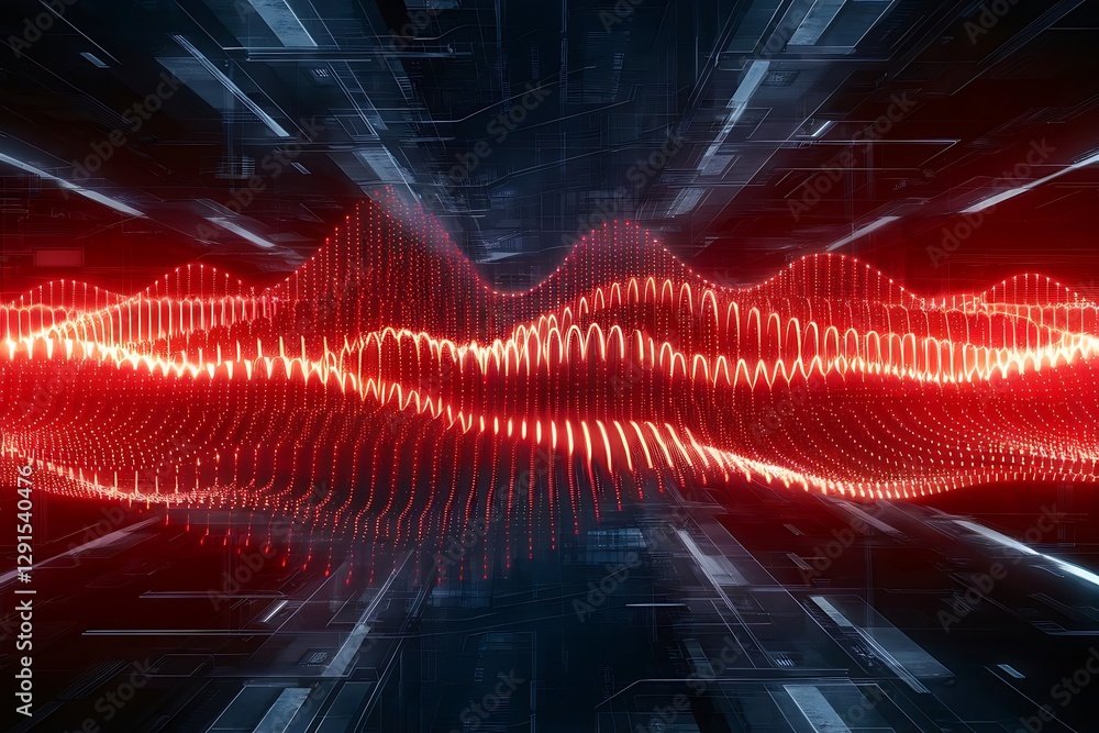 Poster abstract red lights wave pattern technology background