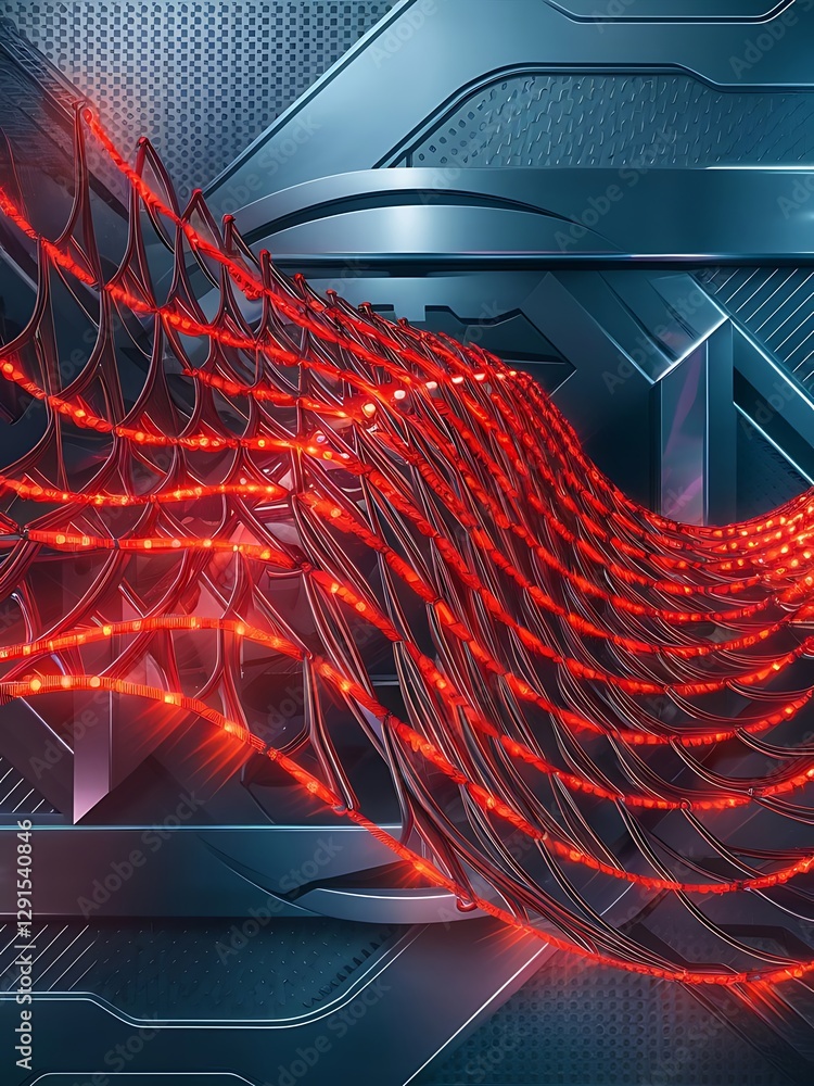 Aufkleber abstract red lights wave pattern technology background