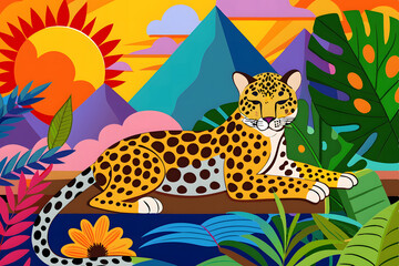 Vibrant Leopard in a Tropical Paradise