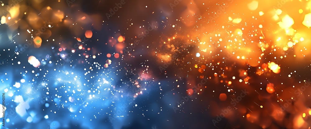 Aufkleber celestial dance: an abstract representation of a cosmic dance with shimmering bokeh lights in an int