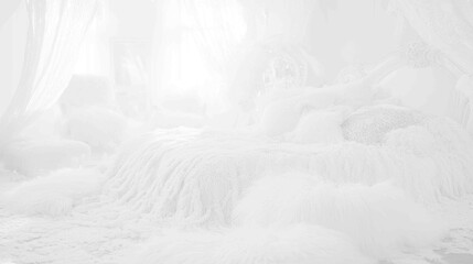 Obraz premium A white bedroom with a white bed and white pillows