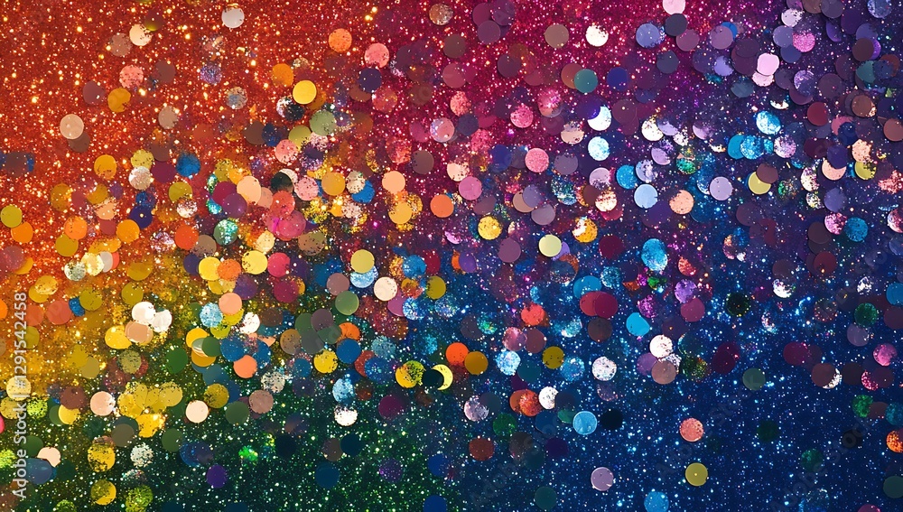 Aufkleber glittering spectrum: a close-up view of a vibrant display of multicolored glitter, showcasing a dazz