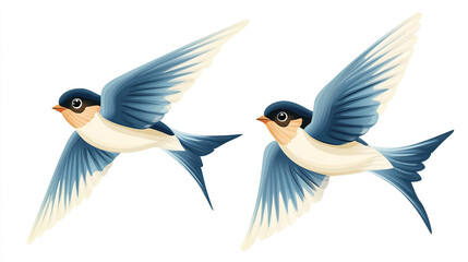 Obraz premium Swallows in the Grass