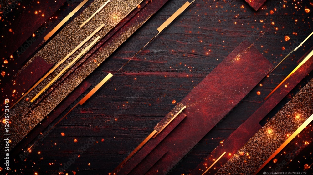 Poster red and gold abstract background with black elements for graphic design and photography projects