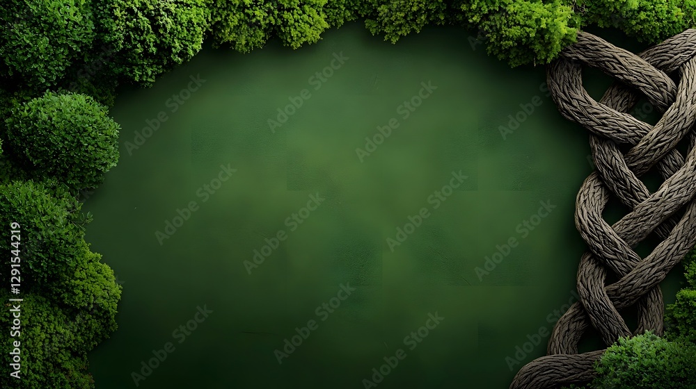 Poster enchanting celtic knotwork patterns flow gracefully from both sides set against a deep lush forest g