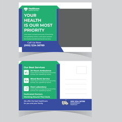 Modern Medical health care post card banner template design creative post card design premium vector
