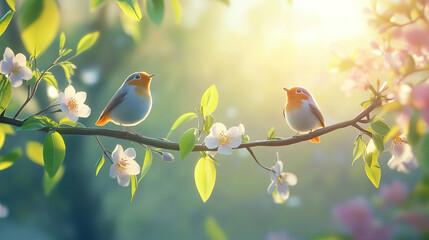 Obraz premium Birds on a Branch