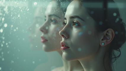 Fototapeta premium Assisted Empathy Abstract Emotional Visuals Exploring Fragmentation, Stillness, and Connection Through Blurred Effects, Minimalist Composition, and Cinematic Lighting in Digital and Surreal Aesthetic