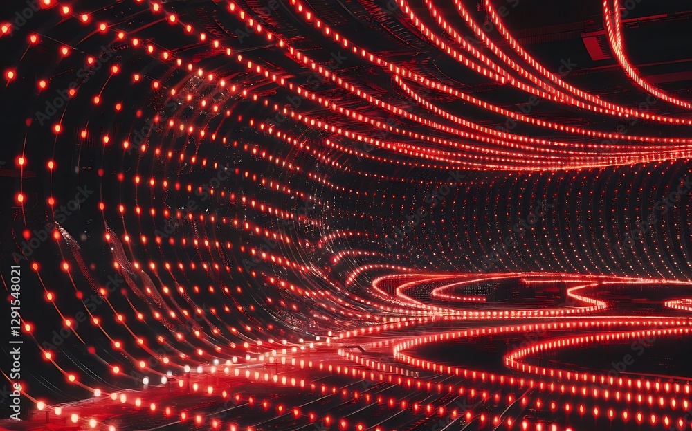 Poster abstract red lights wave pattern technology background