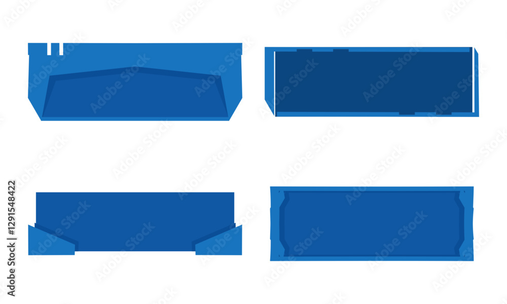 Poster blue graphic design set in various shapes and arrangements. it could be used for web design or other