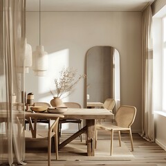 Home interior poster mock up with Beautiful Frame design living room, bedroom, wall (3d Render)