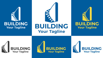 Minimalist logo design concept for logos for buildings, housing, real estate, apartments, hotel, building logo concept