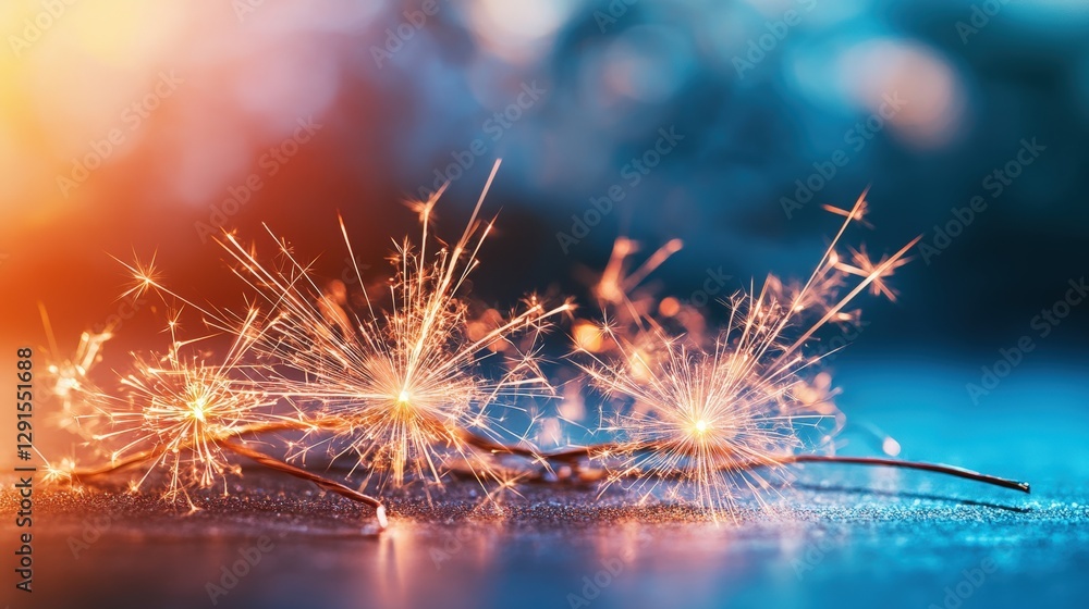 Poster sparkling blue surface with shimmering lights creating a visually appealing texture and pattern