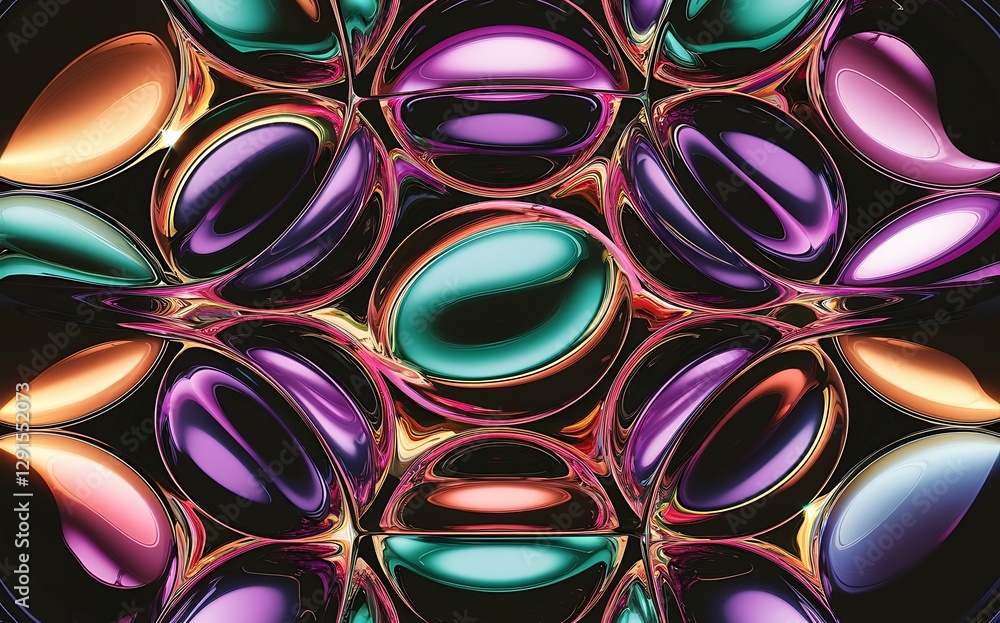Poster colorful shiny and glossy circles abstract composition with light and shadow effects geometric vecto