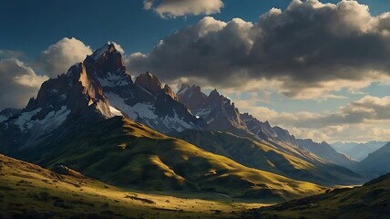 Serene Mountain Range Bathed in Warm Light