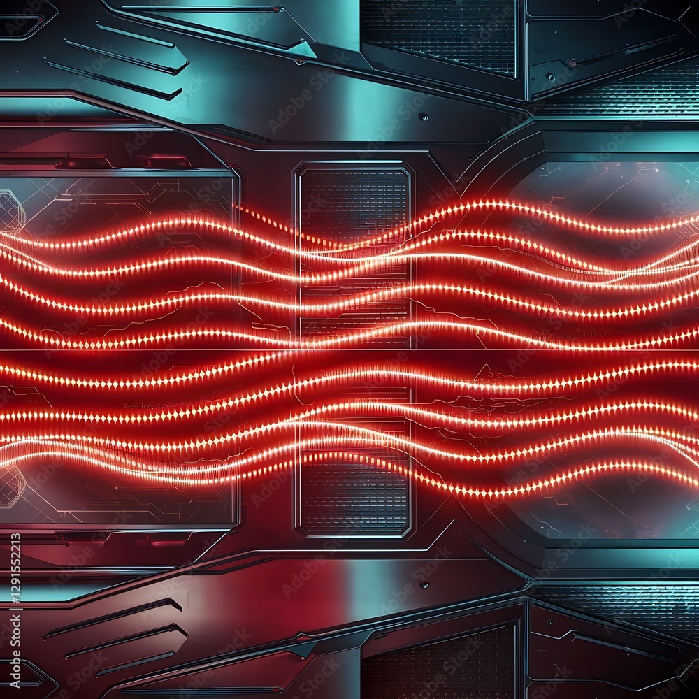 Poster abstract red lights wave pattern technology background
