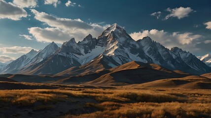Dramatic Peaks Above Rolling Terrain