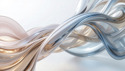 Abstract flowing ribbons in soft metallic tones create dynamic and elegant composition