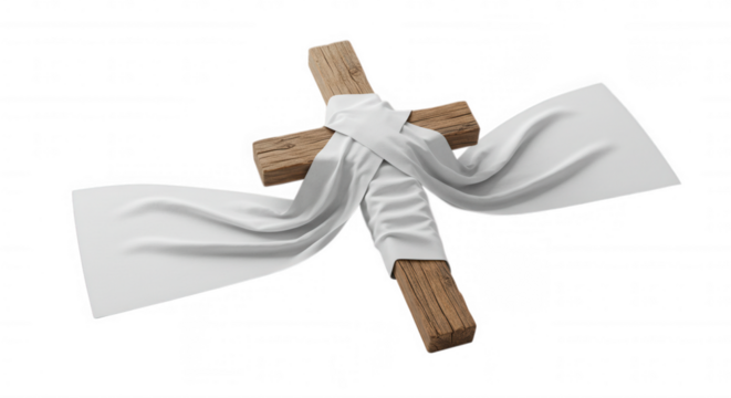 cross with cloth around holy week transparent background
