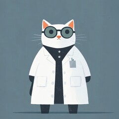 Adorable Cat Scientist in Lab Coat and Goggles, Perfect for Playful Science Themes