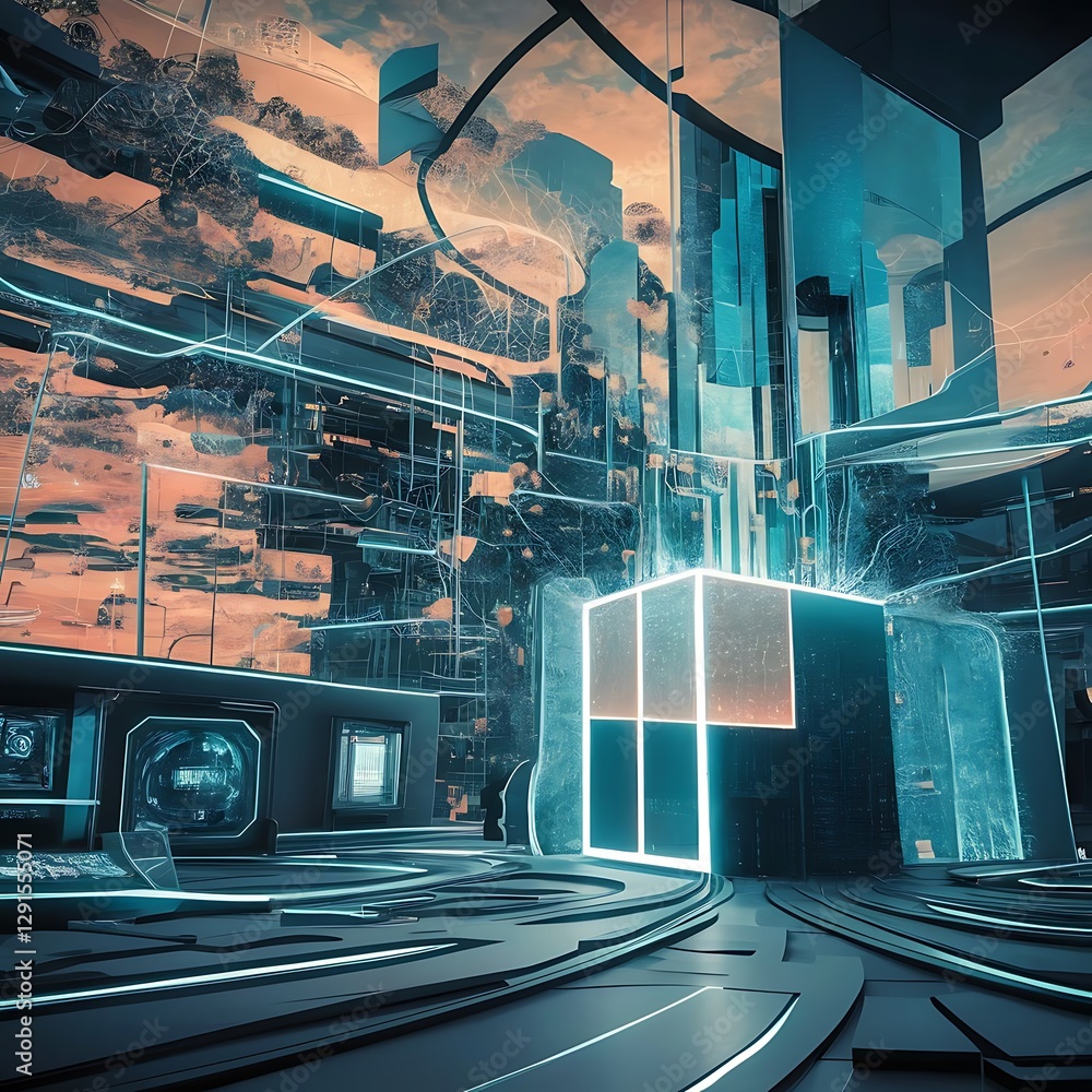 Poster technology abstract futuristic science background for internet business big data concept