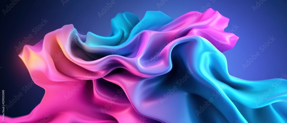 Poster abstract background featuring flowing colorful silk fabric with soft folds and gentle gradients