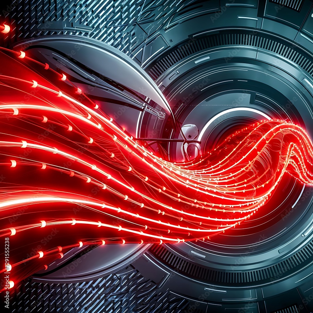 Poster abstract red lights wave pattern technology background