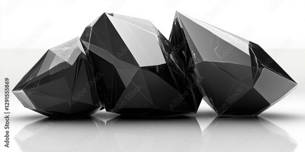 Poster abstract black geometrical shapes arranged artistically, creating a modern and sleek visual effect.