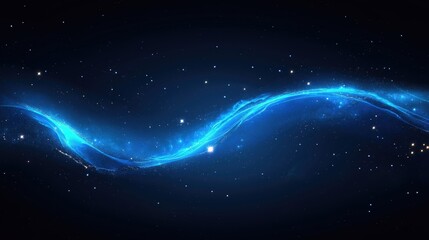 Ethereal blue abstract light waves creating a magical, cosmic atmosphere with sparkling stars.