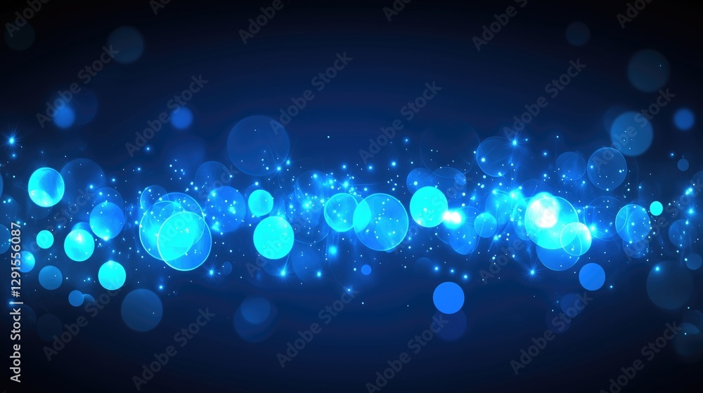 Aufkleber ethereal blue abstract background featuring glowing orbs and sparkling lights, creating a sense of m