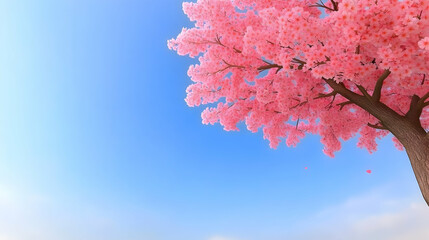 Fototapeta premium Pink Cherry Blossom Tree Against a Clear Sky