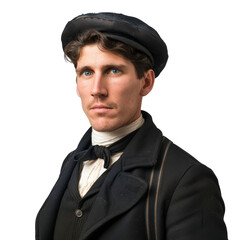 Vintage Portrait of a Man in Classic Attire and Hat from History