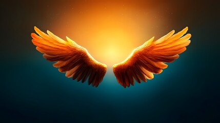 Expansive celestial angel wings spreading with divine love and glowing light in an empty starry sky symbolizing transcendent spiritual power grace and enlightenment