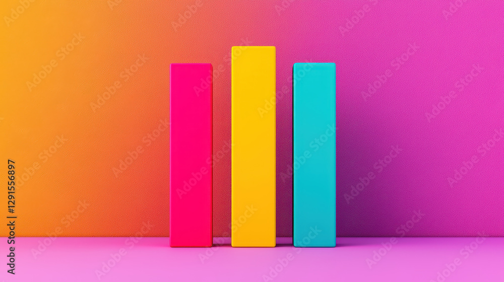 Poster colorful bar graph on vibrant background representing data comparison