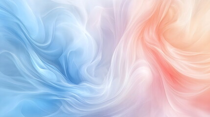 Obraz premium Photorealistic abstract background with soft pastel swirls in light blue and pale pink, featuring subtle beige geometric shapes, smooth gradients, and crisp texture details. High quality, 4K